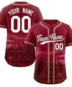 Custom Crimson White-Crimson Philadelphia City Connect Baseball Jersey