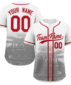 Custom White Red-White Philadelphia City Connect Baseball Jersey