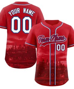 Custom Red Red-Royal Philadelphia City Connect Baseball Jersey
