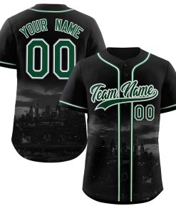 Custom Black Green-White Philadelphia City Connect Baseball Jersey