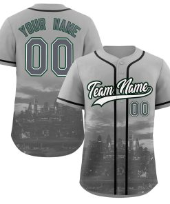 Custom Gray White-Black Philadelphia City Connect Baseball Jersey