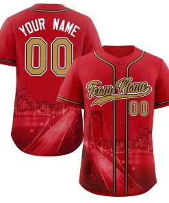 Custom Red Old Gold-Black San Francisco City Connect Baseball Jersey