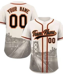 Custom Cream Black-Old Gold San Francisco City Connect Baseball Jersey