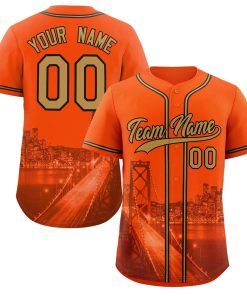 Custom Orange Old Gold-Black San Francisco City Connect Baseball Jersey