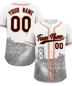 Custom White Black-Orange San Francisco City Connect Baseball Jersey