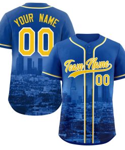 Custom Royal Yellow-White Los Angeles City Connect Baseball Jersey