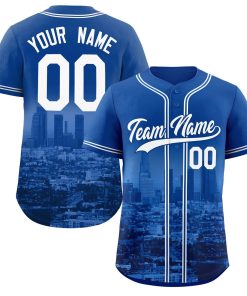 Custom Royal White-Royal Los Angeles City Connect Baseball Jersey