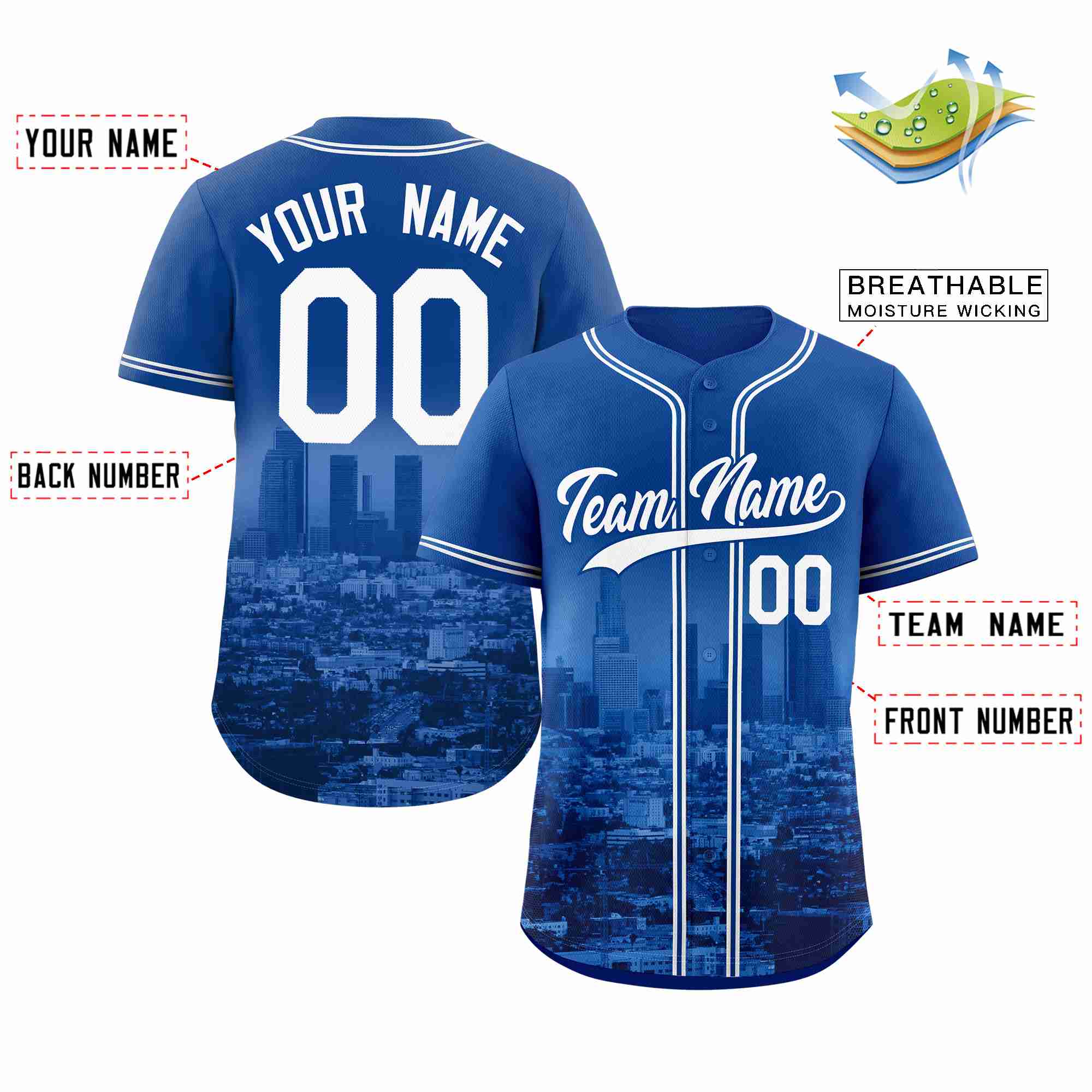 Custom Royal White-Royal Los Angeles City Connect Baseball Jersey - Image 2
