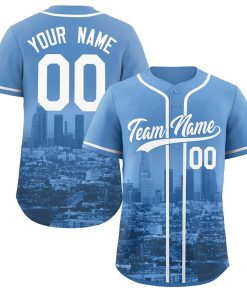 Custom Powder Blue White-Powder Blue Los Angeles City Connect Baseball Jersey