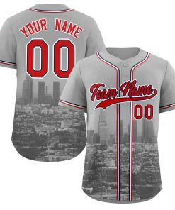 Custom Gray Red-Navy Los Angeles City Connect Baseball Jersey