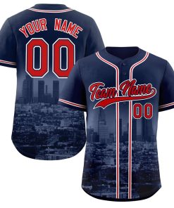 Custom Navy Red-Navy Los Angeles City Connect Baseball Jersey