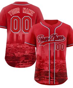Custom Red Red-Navy Los Angeles City Connect Baseball Jersey