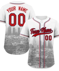 Custom White Red-Navy Los Angeles City Connect Baseball Jersey