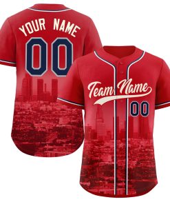 Custom Red Khaki-Red Los Angeles City Connect Baseball Jersey