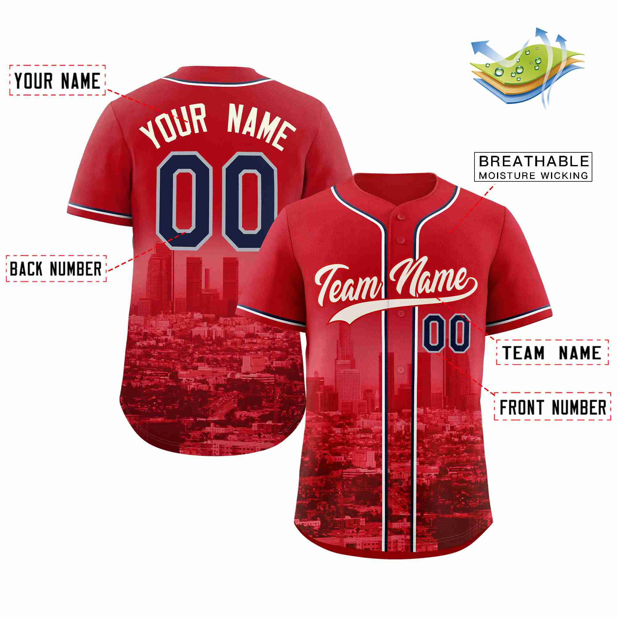 Custom Red Khaki-Red Los Angeles City Connect Baseball Jersey - Image 2