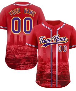 Custom Red Purple-White Los Angeles City Connect Baseball Jersey