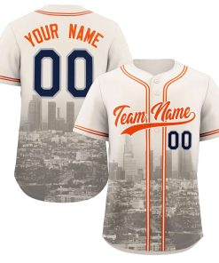 Custom Cream Orange-Khaki Los Angeles City Connect Baseball Jersey