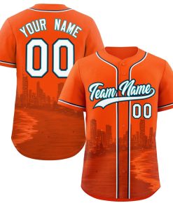 Custom Orange White-Aqua Miami City Connect Baseball Jersey