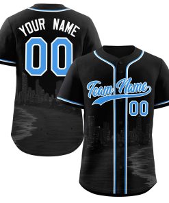 Custom Black Powder Blue-White Miami City Connect Baseball Jersey