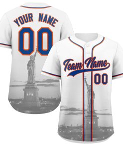 Custom White Royal-Orange New York City Connect Baseball Jersey