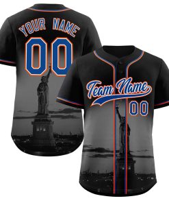 Custom Black Royal-White New York City Connect Baseball Jersey