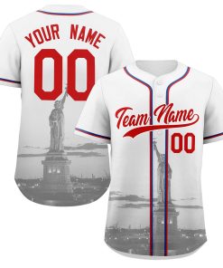 Custom White Red-White New York City Connect Baseball Jersey