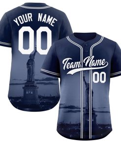 Custom Navy White-Navy New York City Connect Baseball Jersey
