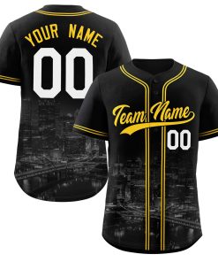 Custom Black Yellow-Black Pittsburgh City Connect Baseball Jersey