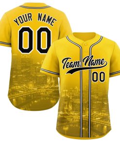 Custom Yellow Black-White Pittsburgh City Connect Baseball Jersey
