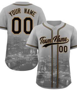 Custom Gray Black-Old Gold Pittsburgh City Connect Baseball Jersey