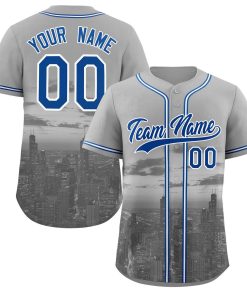 Custom Gray Royal-White Chicago City Connect Baseball Jersey