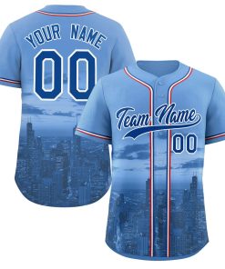 Custom Light Blue Royal-White Chicago City Connect Baseball Jersey