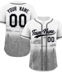 Custom White Black-Gray Chicago City Connect Baseball Jersey