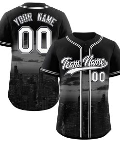 Custom Black White-Black Chicago City Connect Baseball Jersey