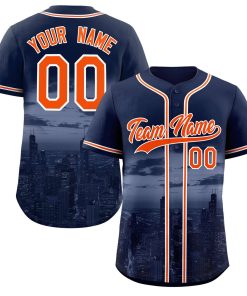 Custom Navy Orange-White Chicago City Connect Baseball Jersey