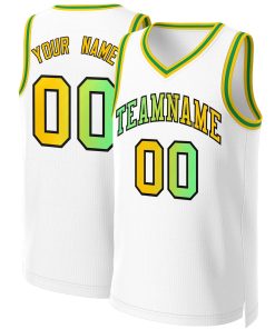 Custom White Green-Black Classic Gradient Fashion Tops Basketball Jersey