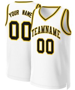 Custom White Black-Yellow Classic Tops Basketball Jersey