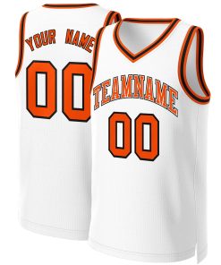 Custom White Orange-White Classic Tops Basketball Jersey