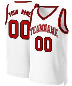 Custom White Red-White Classic Tops Basketball Jersey