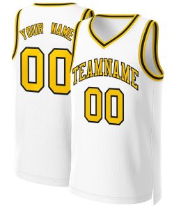 Custom White Yellow-Black Classic Tops Basketball Jersey