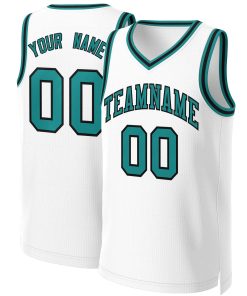 Custom White Teal-Black Classic Tops Basketball Jersey