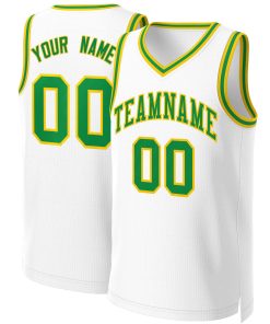 Custom White Green-Yellow Classic Tops Basketball Jersey