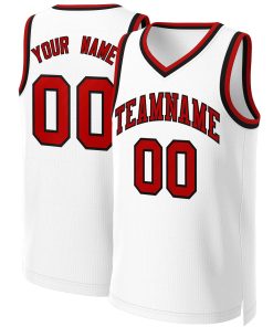 Custom White Red-Black Classic Tops Basketball Jersey