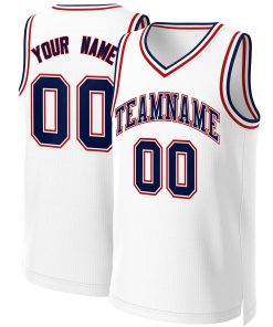 Custom White Navy-White Classic Tops Basketball Jersey