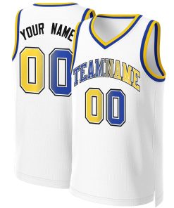 Custom White Royal-White Classic Gradient Fashion Tops Basketball Jersey