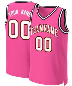 Custom Pink White-Orange Classic Tops Basketball Jersey