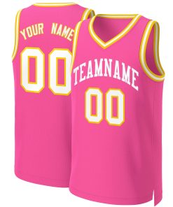 Custom Pink White Classic Tops Basketball Jersey