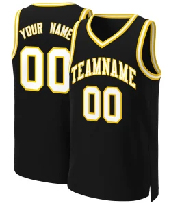 Custom Black White-Yellow Classic Tops Basketball Jersey