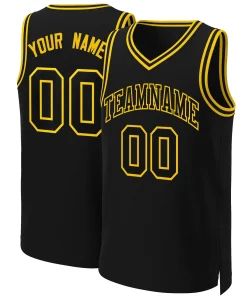 Custom Black Black-Yellow Classic Tops Basketball Jersey