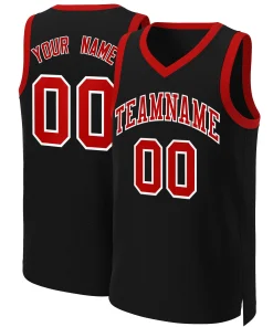 Custom Black Red-White Classic Tops Basketball Jersey